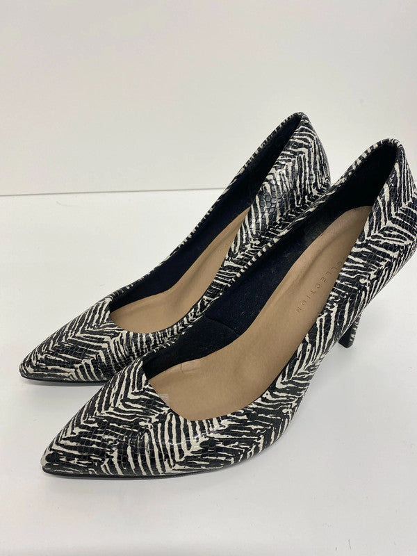 Stunning zebra detail faux snakeskin heels courts UK6 M&S LB005