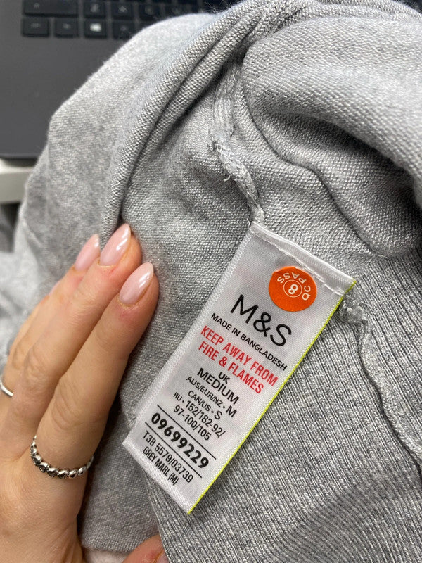 Stunning M&S grey longline cardigan cosy UK M HA001