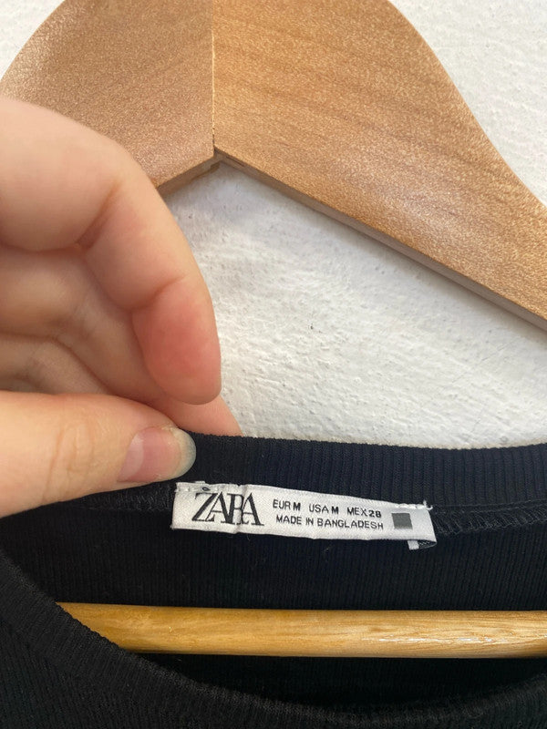 Zara Chic Black Ribbed Midaxi Dress Size M AO001