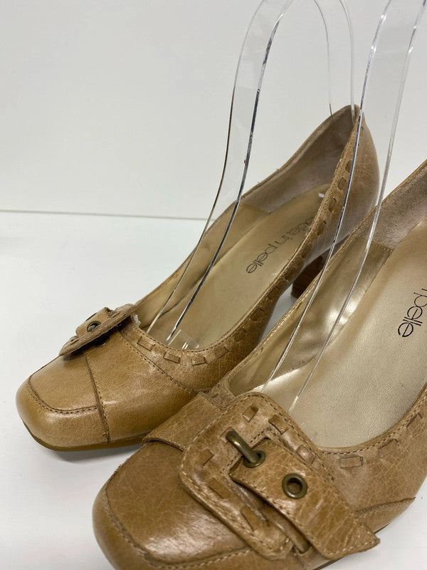Fabulous Moda in Pelle caramel leather court shoes events formal Uk5 KM004