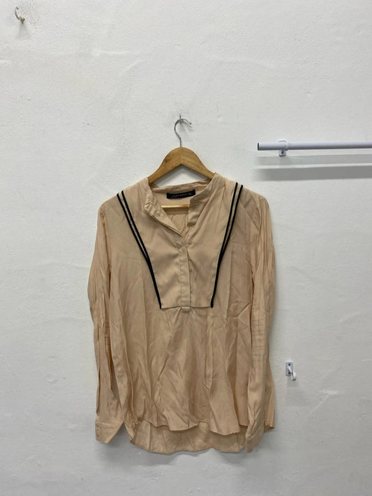 Zara peach faux formal top shirt blouse stunning UkL JB003
