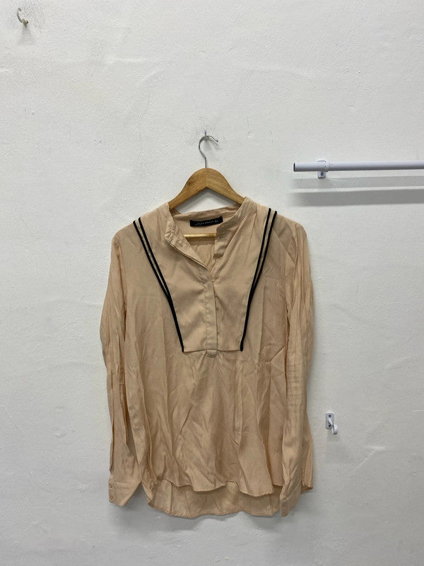 Zara peach faux formal top shirt blouse stunning UkL JB003