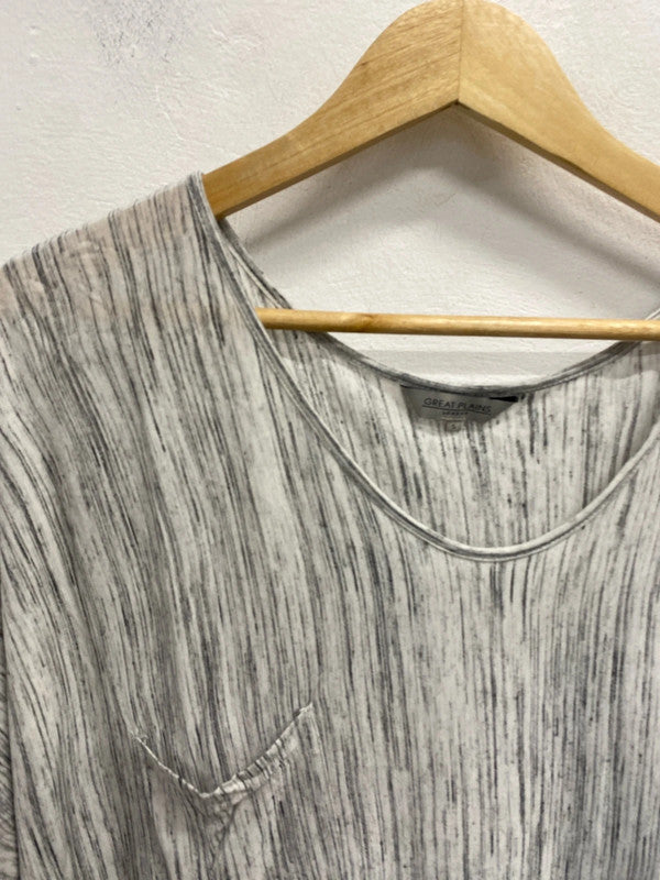 Lovely Great Plains London grey white pattern top tunic UK S AG006