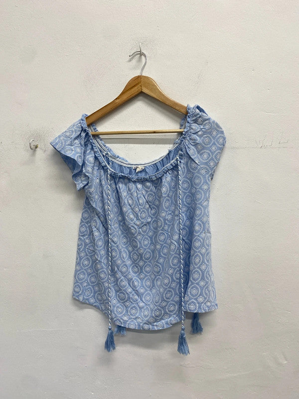 Falmer heritage blue pattern Ditsy top UK 14 JW002