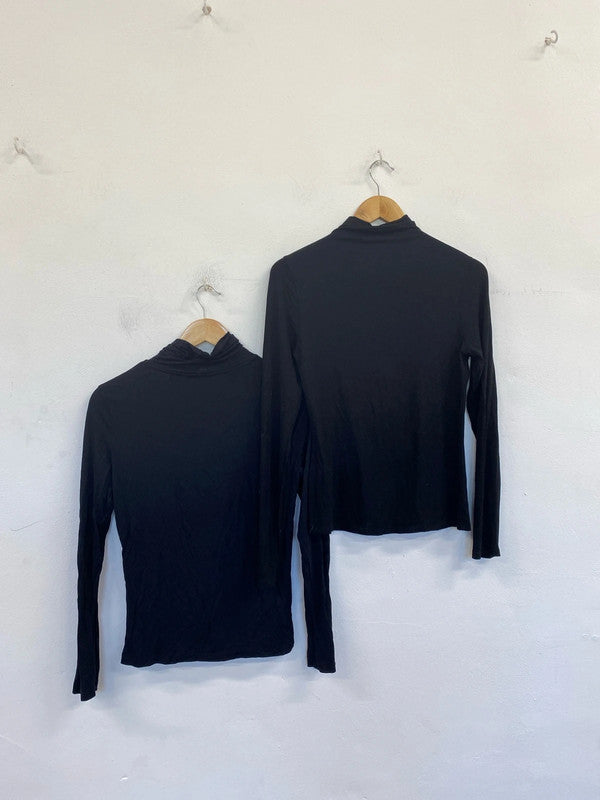 Oasis & Warehouse Chic Black Turtlenecks Duo Size M-L #22 LN001