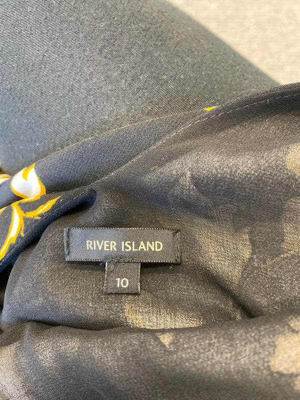 Fabulous River Island floral dress belted oriental vibes Uk10 LL003