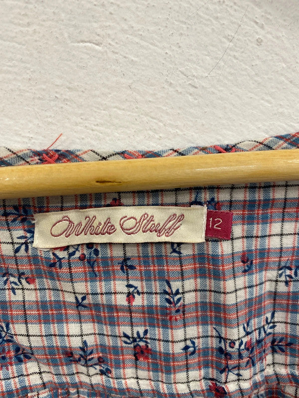 White Stuff Country Chic Gingham Floral Blouse UK 12 MM005