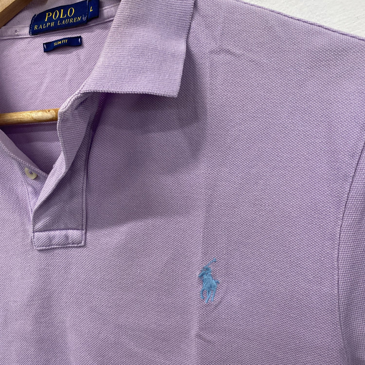 Polo Ralph Lauren Slim Fit Polo Shirt - Lavender Lilac Size Large LL003