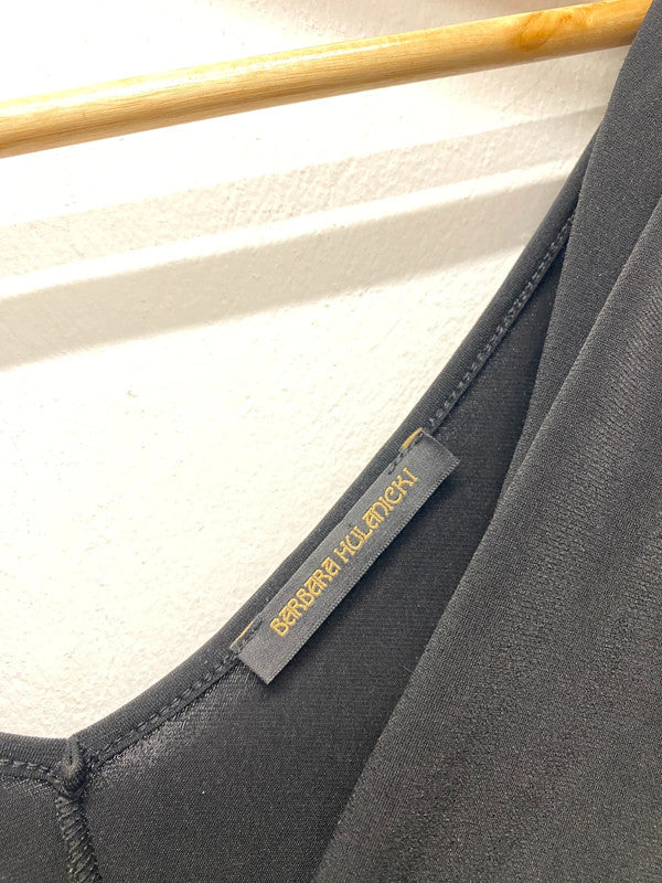 Stunning George Barbara hulanicki black formal ruched drape mini dress UK 12 TC002