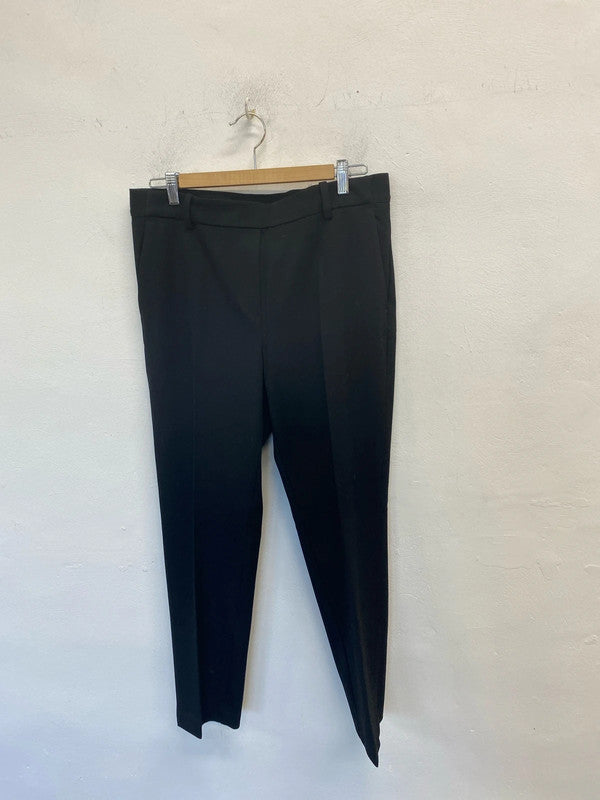 Lovely H&M black cropped office trousers UK 16 KM003