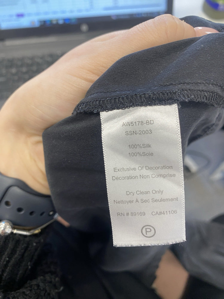 Lovely ATM Black Silk Long Sleeve Top UK L SS002