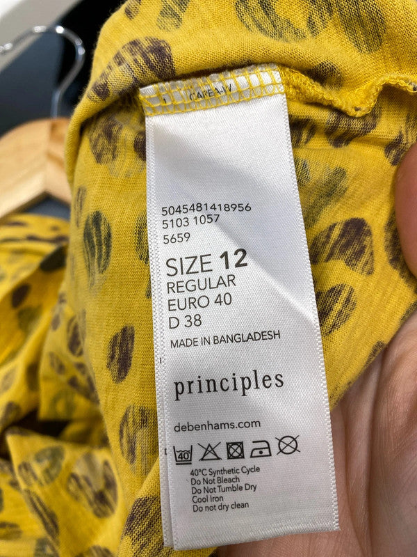 Fab Y2K yellow leopard T shirt Uk12 principles KD001