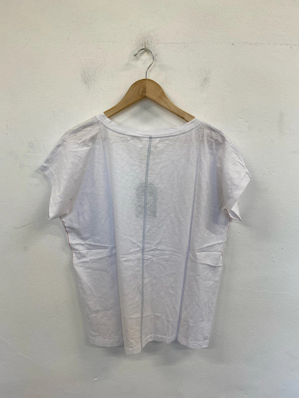 White Stuff Boho White Nelly Notch Neck Tee UK 18 KN002