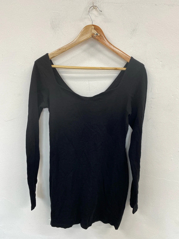 Topshop Sleek Black Mini Dress UK 12 NN001