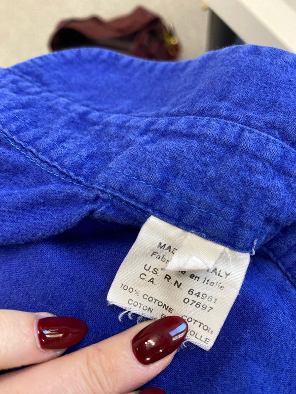 Lovely blue Benneton blue shirt vintage UK 16-18 MM005