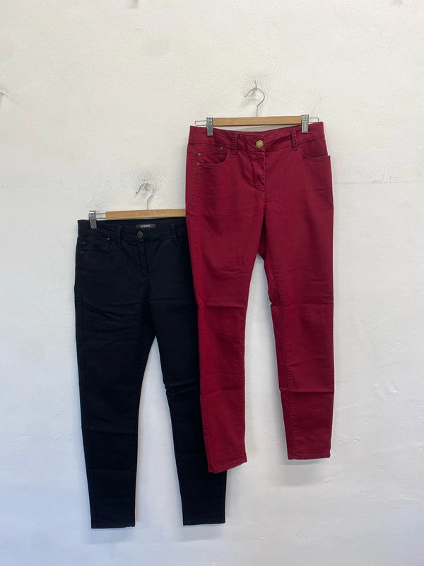 Gorgeous duo of Jeggings M&Co black burgundy UK 10 SW001