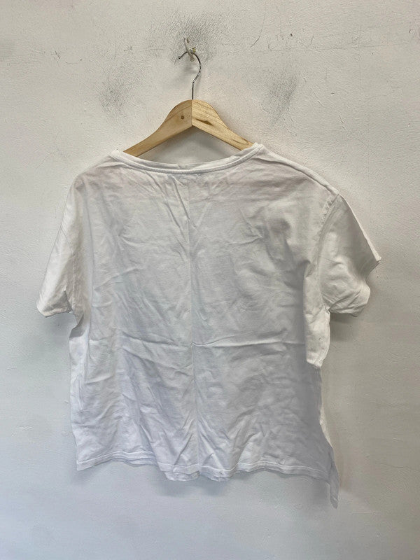 Lovely mango white printed sparkle tshirt voileta uk XXL LK006