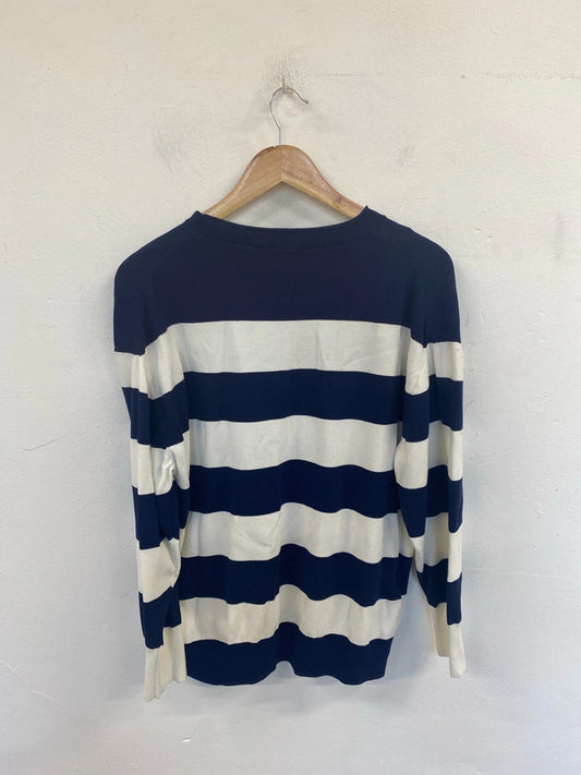Cos Stylish Navy & White Stripe Jumper XS JP001