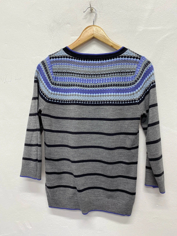 Fabulous Fairisle Striped M&S jumper Uk10 grey classic JA002
