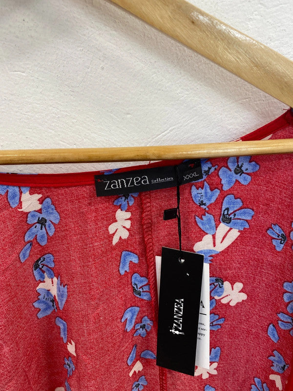 Zanzea Fabulous Red & Blue Floral Kimono UK 18 RG021