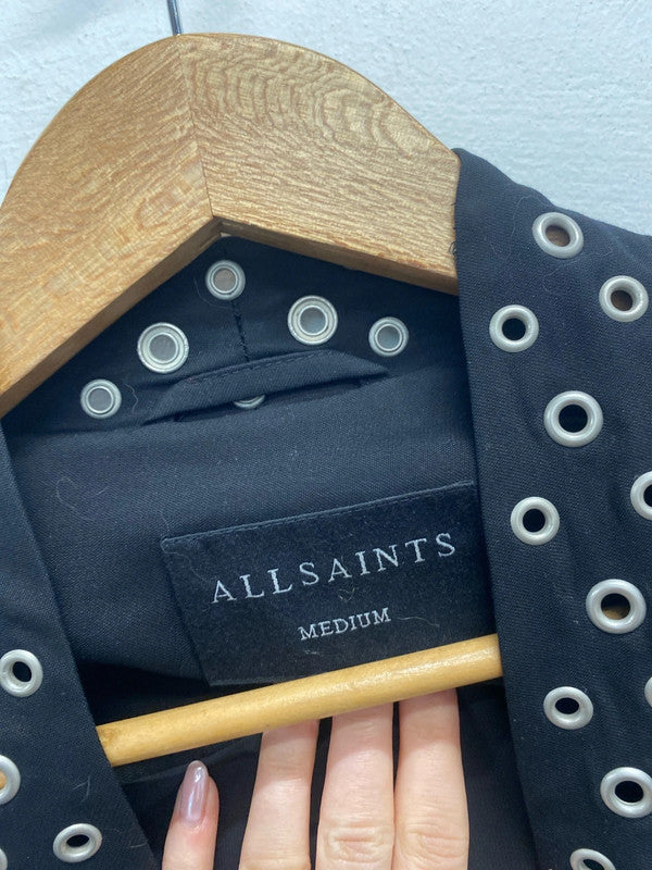 Stunning AllSaints kady kimono in black with tie belt UK m SSOO2