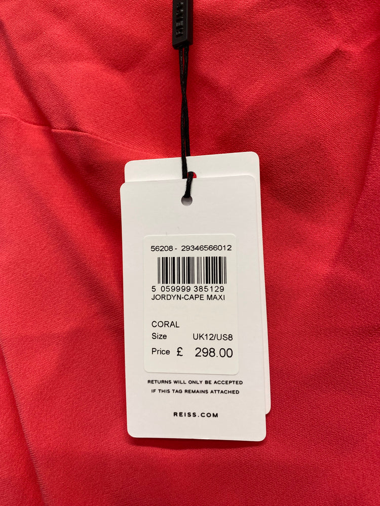 Fabulous Reiss Jordan Coral Cape Maxi dress Uk12 SS002