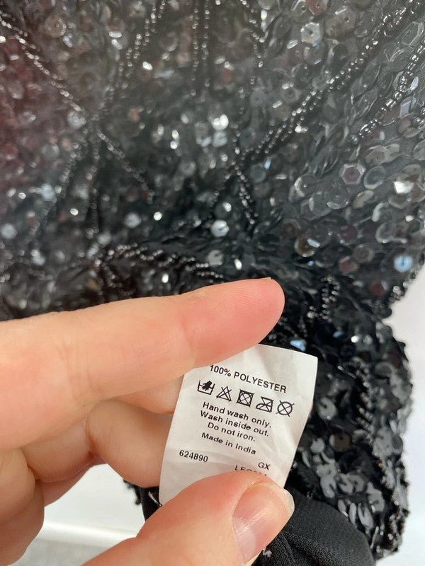 River Island Gorgeous Black Sequin Beaded Vest Top UK 6 KM004