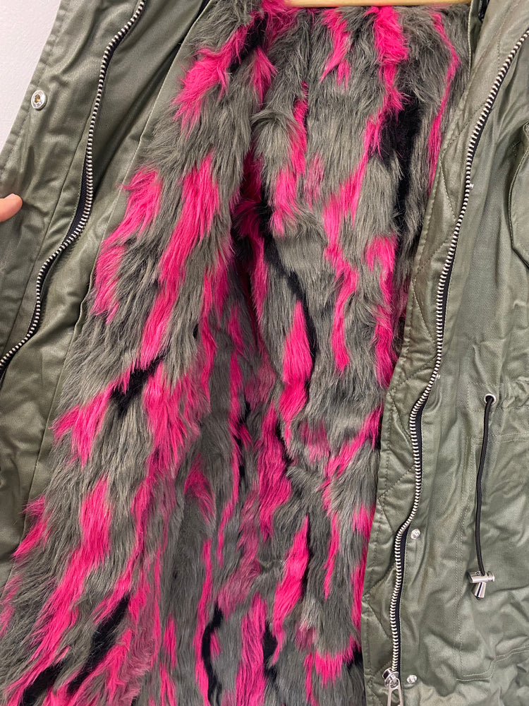 Gorgeous Noize parka pink grey faux fur Jolie S RF001