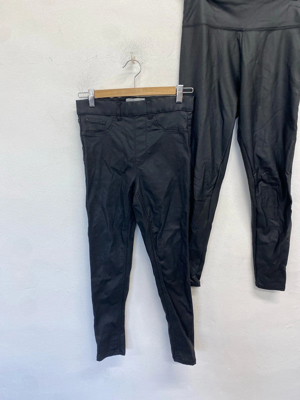 Stunning duo of faux leather black jeans next new look UK 8/10 LK009 #11