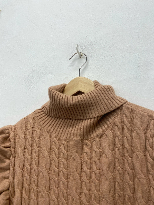 Girl In Mind biscuit beige cable-knit dress UkL LK009