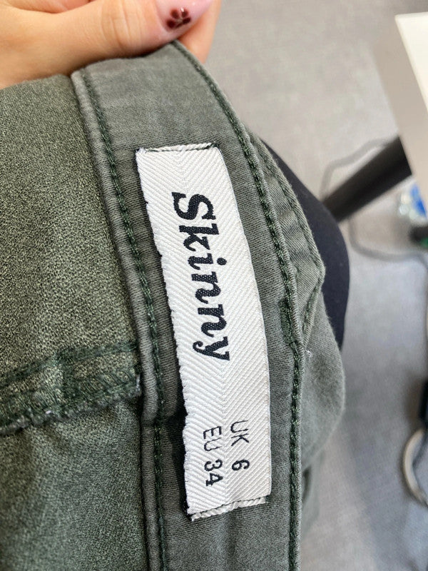 Lovely duo of jeans Topshop khaki black ripped UK 6 JA001 #1