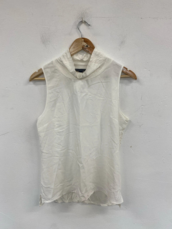 French Connection Chic Ivory High Neck Top Size M NN001