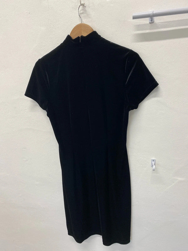 Fabulous oriental style mini black dress Uk12 Vintage George MM005