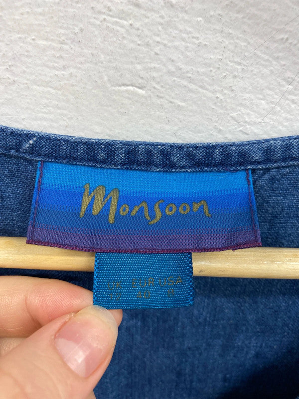 Monsoon Trendy Denim Mini Sheath Dress UK 12 MM005