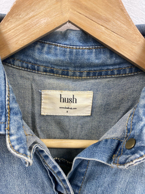 Hush Stylish Denim Midi Shirt Dress UK 8 SN002