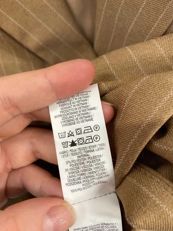 Primark Stylish Tan Pinstripe Blazer UK 12 PJ001