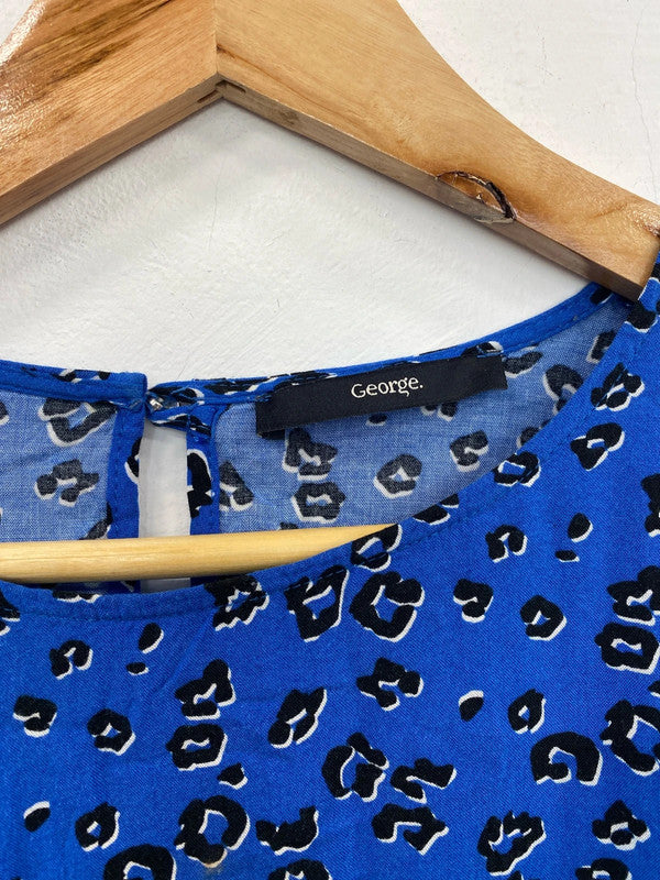 George Fabulous Blue Animal Print Smock Midi Dress UK 24 IM001