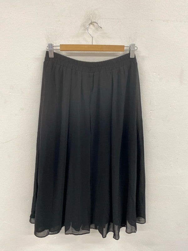 Hush Elegant Black Chiffon Midi Skirt UK 6 SN002