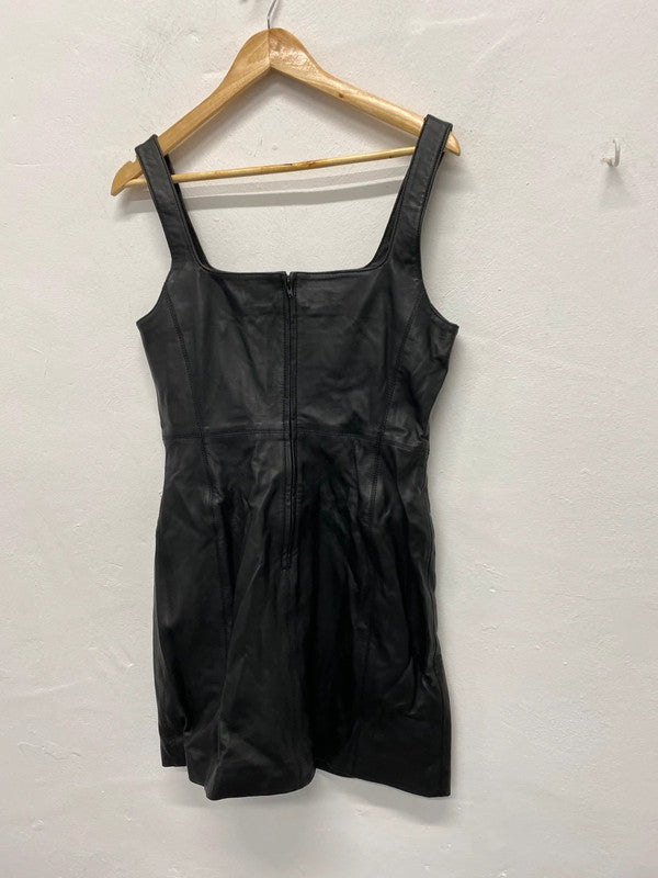 Fabulous River Island Lux studio real leather dress Uk12 KS002