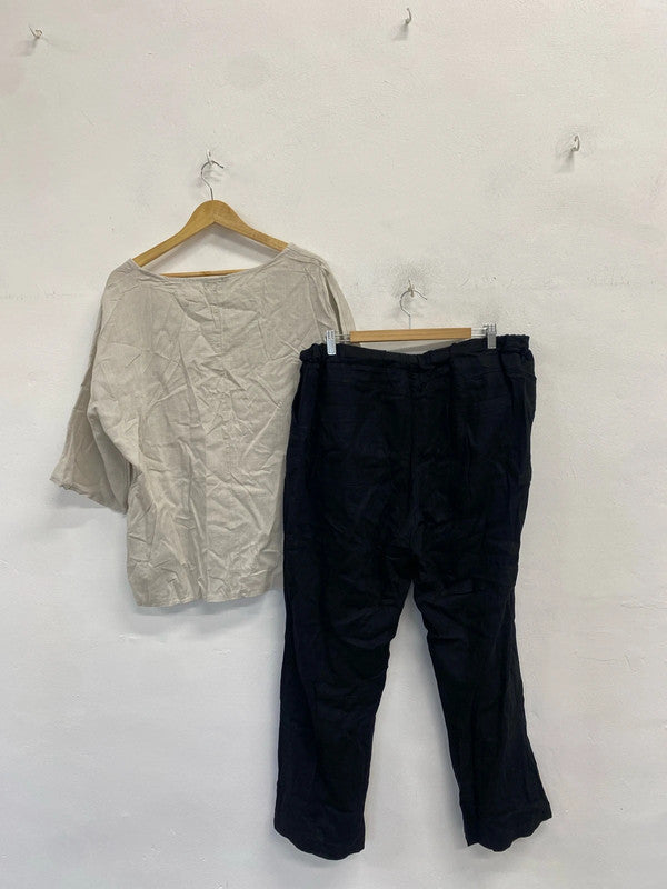 Stunning linen duo! Trousers & top holiday chill vibe UK 18 LK006 #122