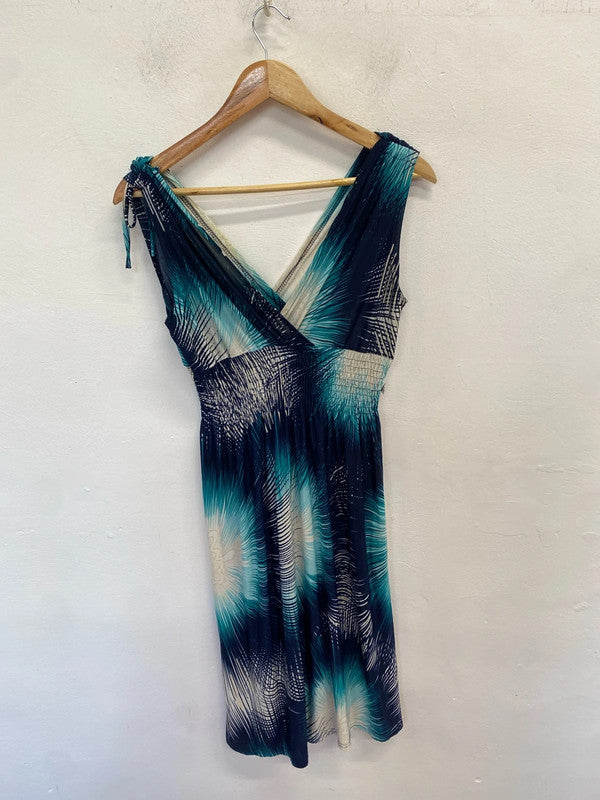 Lovely airisa blue firework midi dress UK m/l WS001