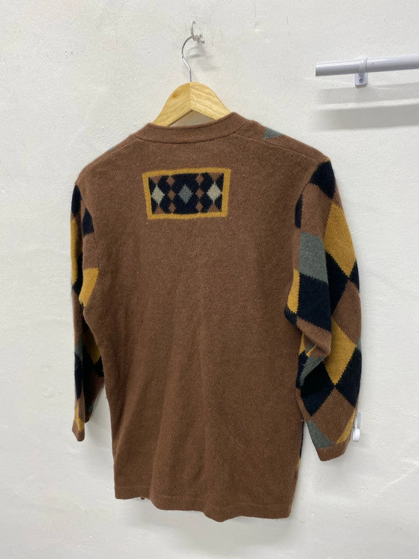 Fabulous vintage cardigan argyle pattern 70% Lambswool MM005