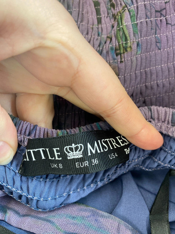 Little Mistress Gorgeous Purple Botanical Pattern Maxi Dress UK 8 Tall MM005