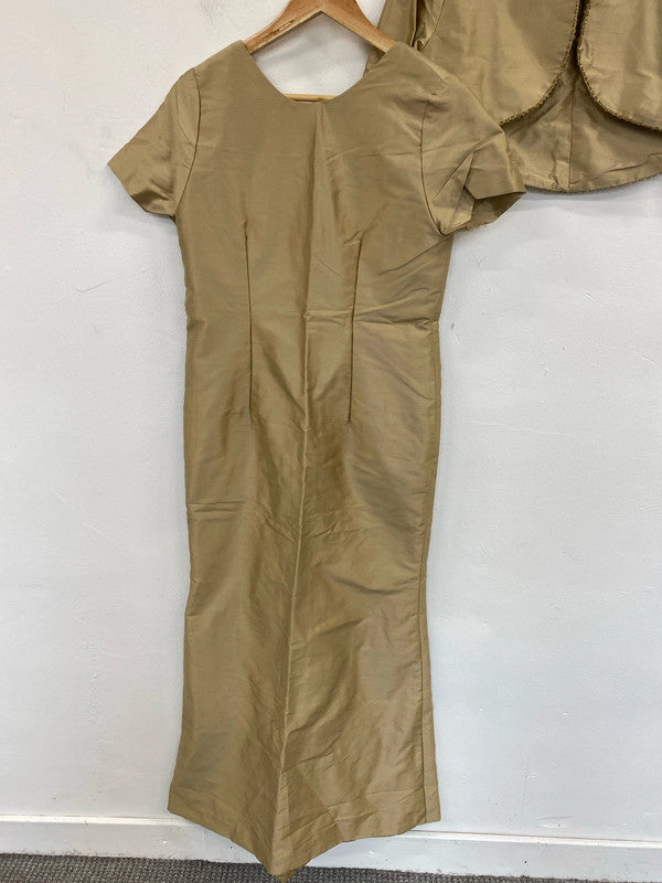 Mistys Vintage 80s Gold Mother of the Bride Dress & Bolero UK 10-12 MM005