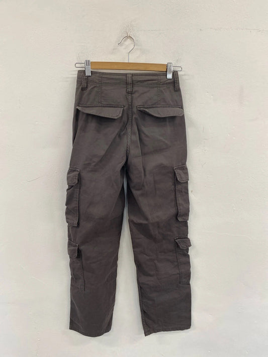 Bershka Trendy Grey Cargo Trousers UK 4 SD002