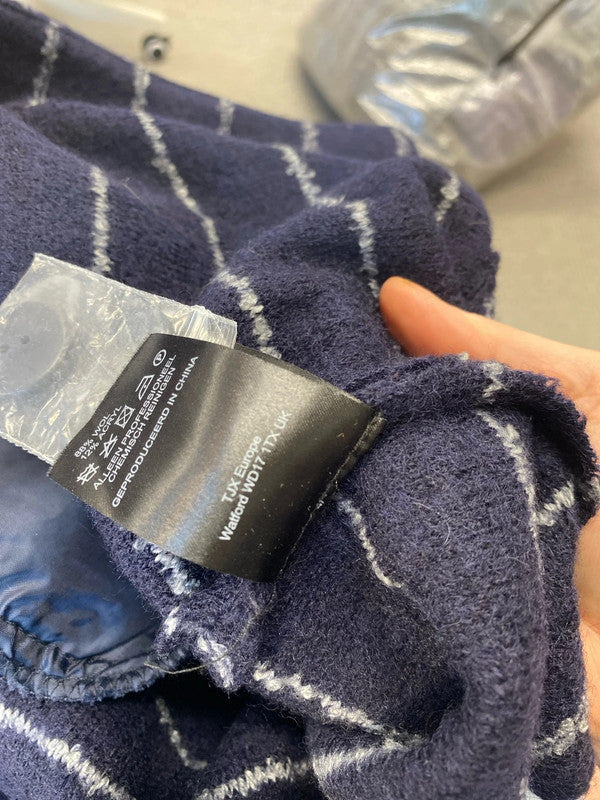 Fabulous Paraphase wool blend Coatigan Uk12 navy striped MW001