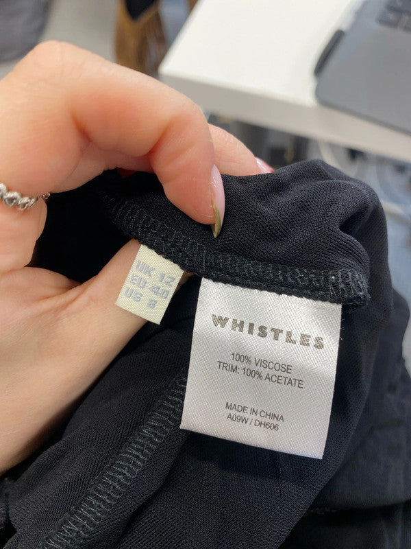 Lovely whistles black zip sleeve midi dress UK 12 NN001