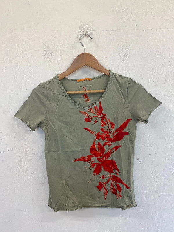 Hugo Boss Orange Label Stylish Khaki & Red Botanical Shirt Size M SW001