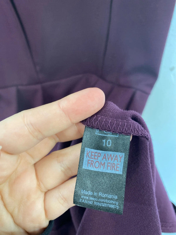 F&F Stylish Plum Skater Mini Dress UK 10 SW001
