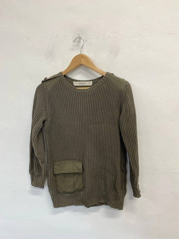 Lovely zara khaki knit jumper UK A JB001
